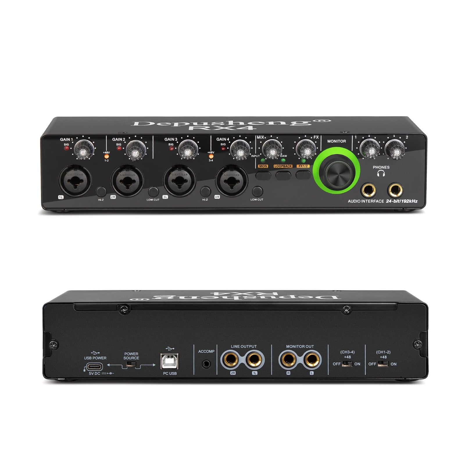 Newest 4 Channel Audio Sound Card 4 in 2 out Interface Audio For Podcast Recording Music Studio Instrument Live Singing