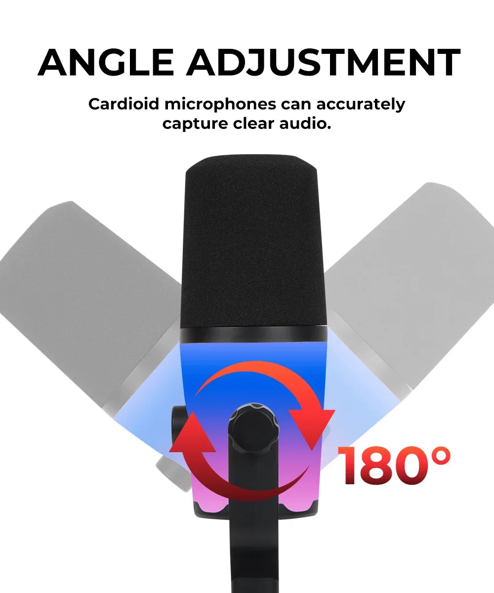 G-MARK USB Dynamic Microphone PC Computer Cardioid Podcast Mic Video Streaming RGB Mute