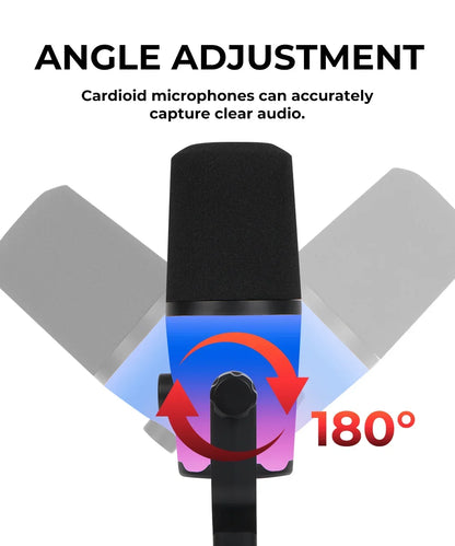 G-MARK USB Dynamic Microphone PC Computer Cardioid Podcast Mic Video Streaming RGB Mute