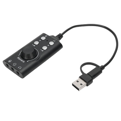 USB External Sound Card USB Type C External Sound Card Microphone Headphone Adapter for Laptop Phone Voice Changer Plug and Play