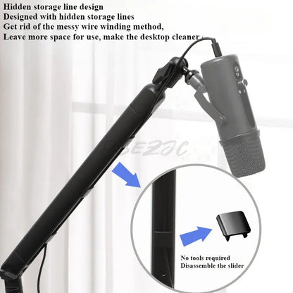 Desktop Mic Stand - Foldable Anti-Shock Cantilever Holder Mic Boom Arm