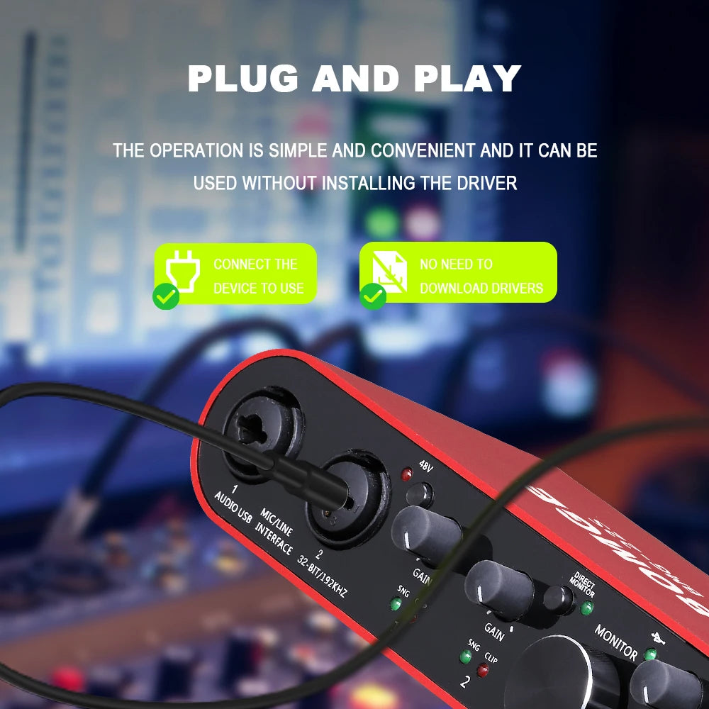 Audio Interface BOMGE BMG-22S 32-bit/192kHz Professional Sound Card And Dual Channel Amplifier Are Used For Live Recording