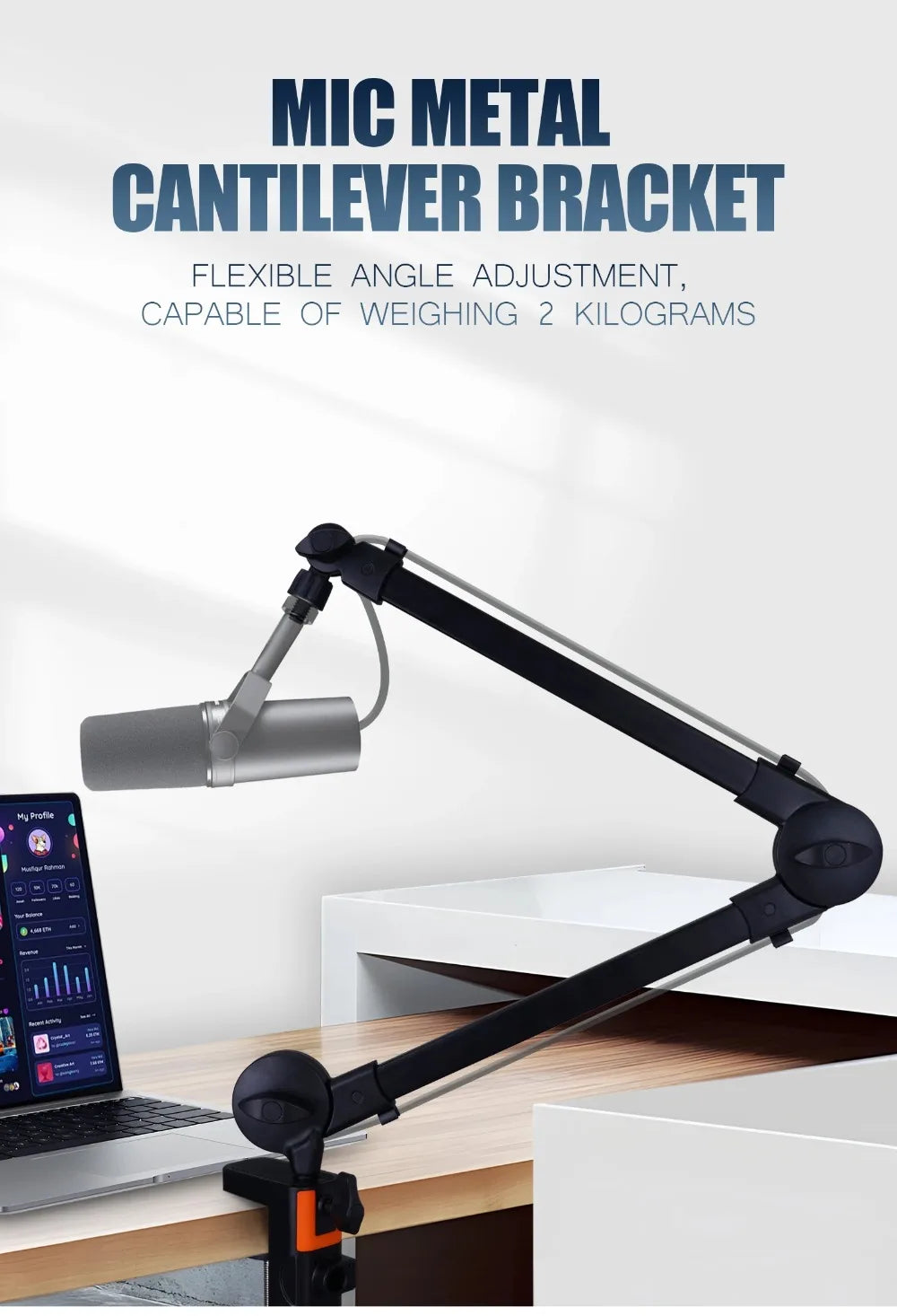 Professional Grade 360° Rotation Microphone Boom Arm Universal Adjustable Arm Mic Stand Sturdy Mic Desk Mount Home Office