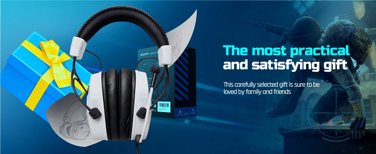 NUBWO HG03 Gaming Headphones with 7.1 Surround Sound USB-A Wired Headsets Gamer with Noise Canceling Mic Comfortable Design
