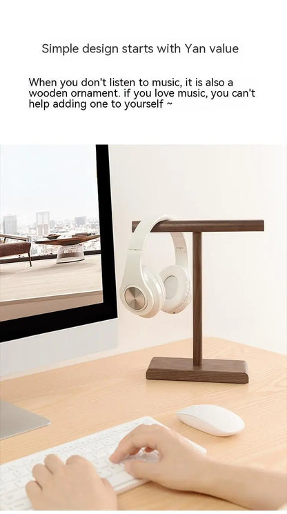 Wooden Stand Holder for Headset Display Shelf Desk Hanger T Shape Headphones Stands Storage Brackets Home Storage Organizer