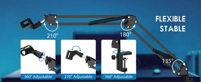 Articulated Arm Microphone Stand Recording Condenser Microphone Stand Adjustable Suspension Scissor Boom Arm for SM7B AM8 A8 A6V