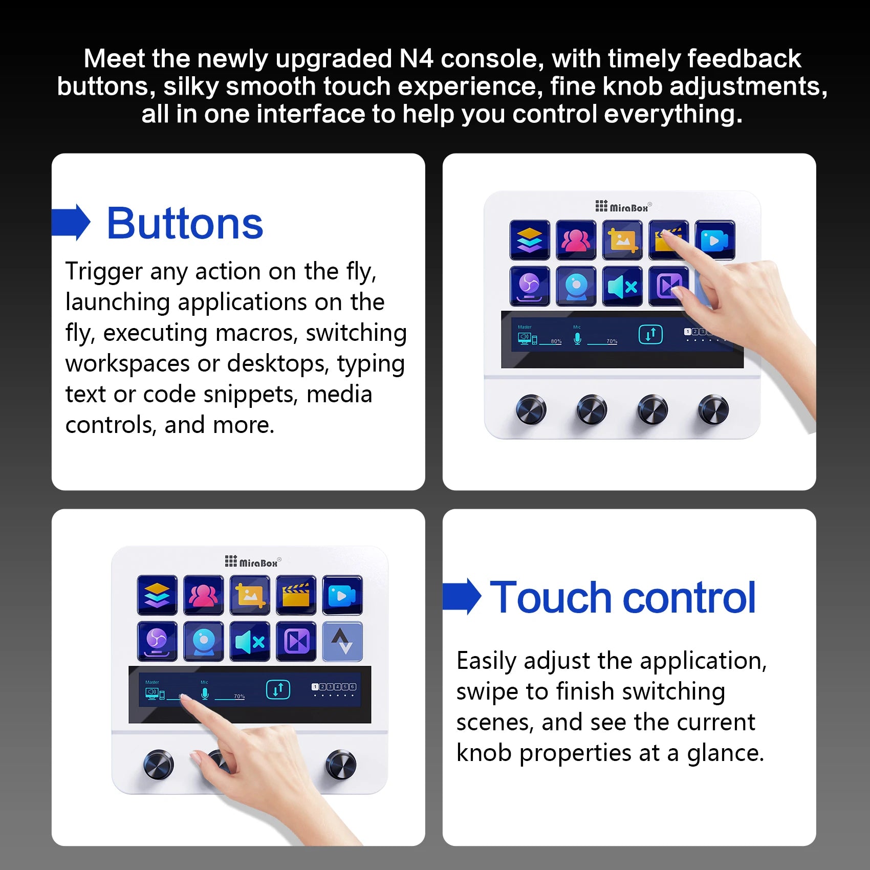 Mirabox N4 Stream deck 10 LCD Keys Button Live Console Mini Keypad Streamdeck Deck Dock macropad Stream Desk Studio Controller
