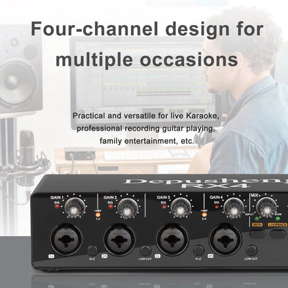 Newest 4 Channel Audio Sound Card 4 in 2 out Interface Audio For Podcast Recording Music Studio Instrument Live Singing
