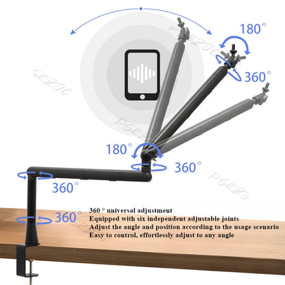 Desktop Mic Stand - Foldable Anti-Shock Cantilever Holder Mic Boom Arm