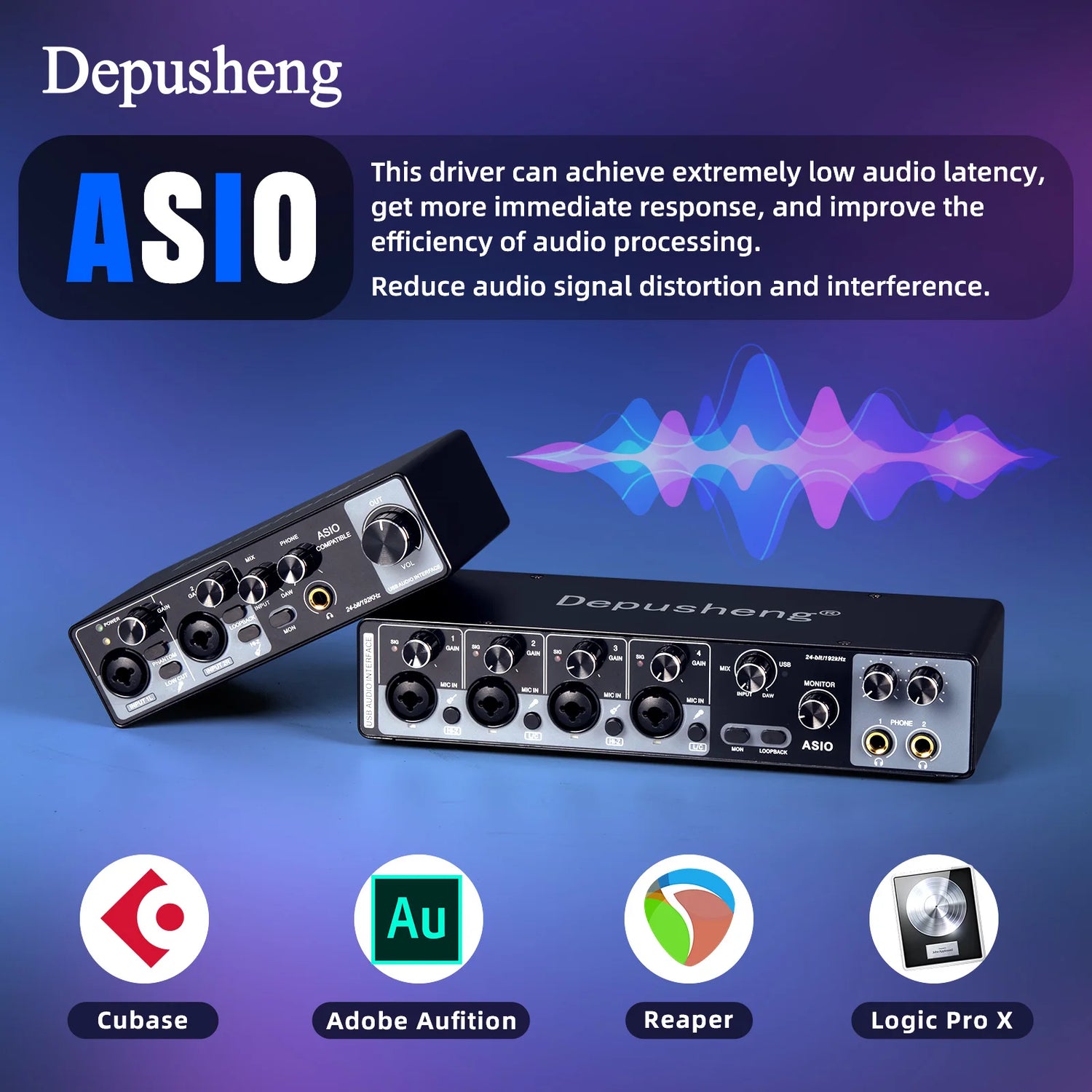 MQ44 ASIO Audio Professional Sound Card 4 Channel 4in 4out USB Audio Interface for Live Recording