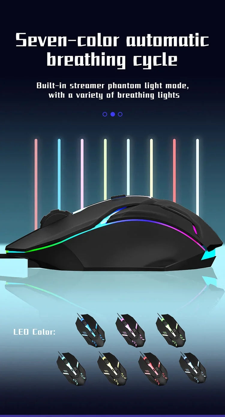 Ergonomic gaming mouse, suitable for desktop and laptop computers, 4-button USB RGB backlit mouse
