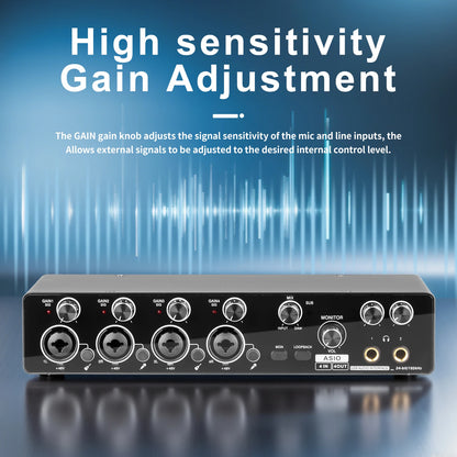 MQ44 ASIO Audio Professional Sound Card 4 Channel 4in 4out USB Audio Interface for Live Recording