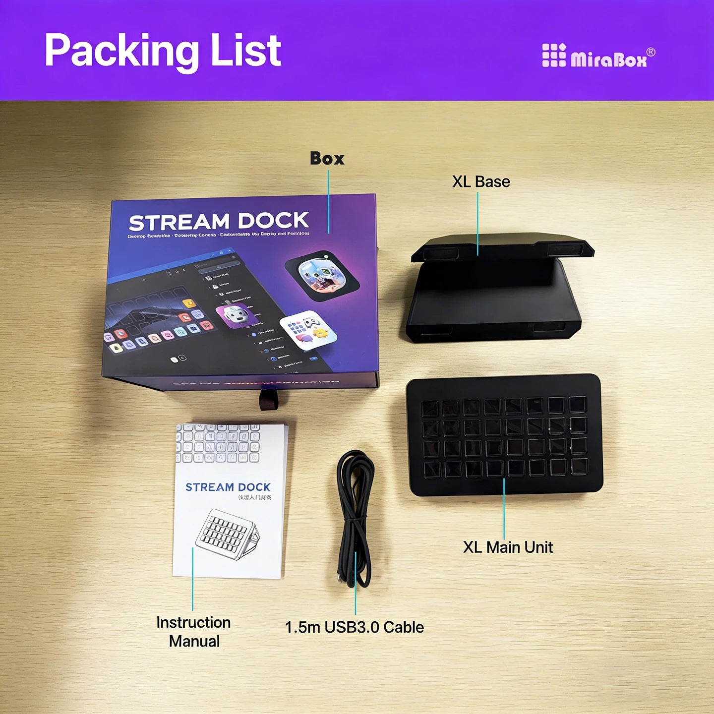 Mirabox XL 32-Key Visual Stream Deck Streamdeck Deck Dock Macro Pad Controller Desktop Console Stream Desk For OBS Streaming