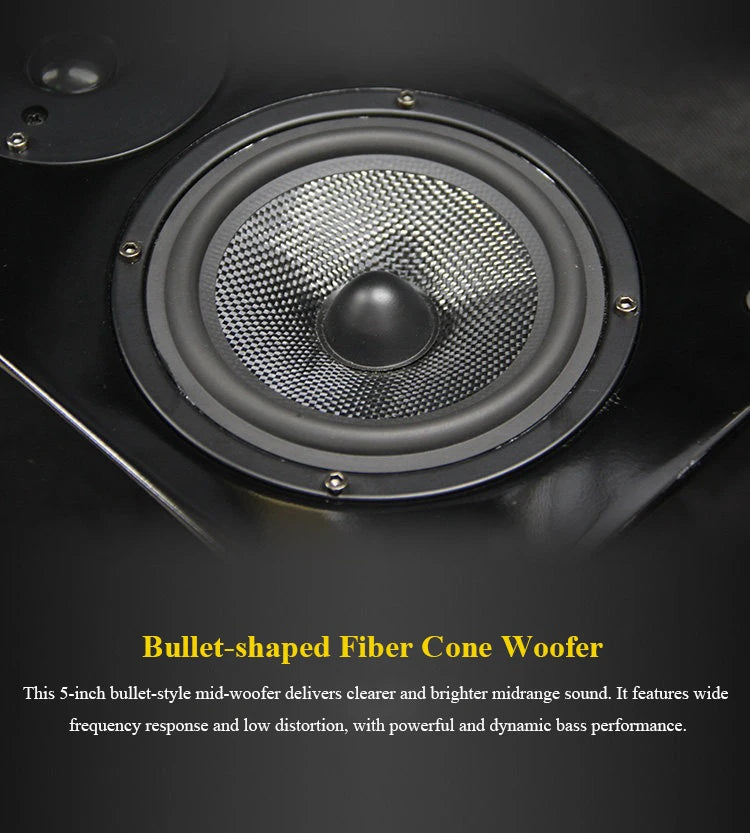 5-inch HIFI Passive Bookshelf Speaker 150W Output Power 3-inch Tweeter Unit Lacquered Shell Professional Monitor Speaker