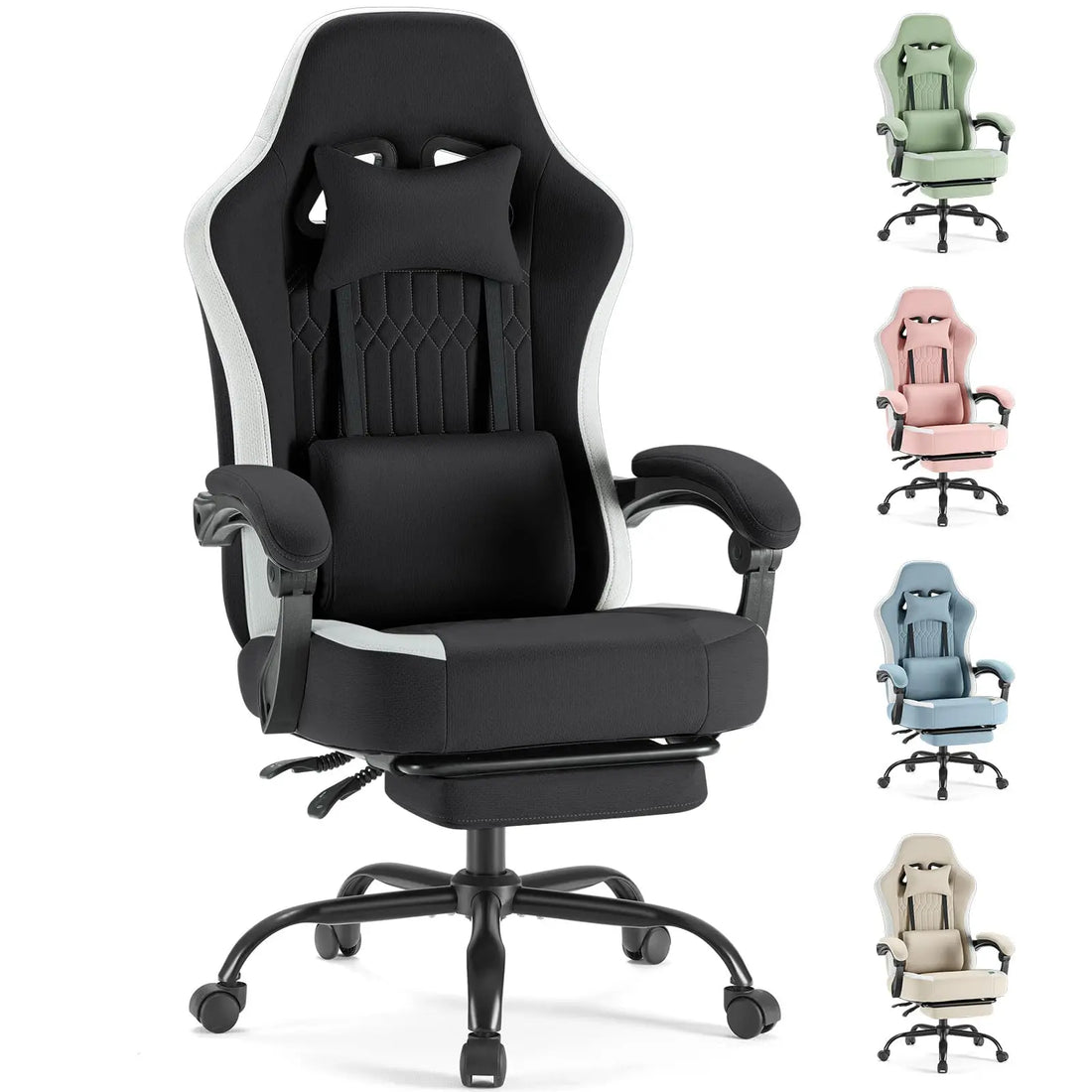 JHK Ergonomic Computer Gaming Chair Height Adjustable 360° Swivel with Headrest Lumbar Support Linkage Armrests For Office Home