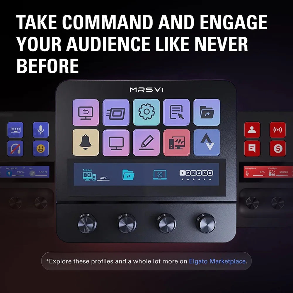MRSVI N4 Stream Deck Controller, Elgato Alternative, 10 Programmable LCD Keys with 500+ Plugins for Streaming/Editing