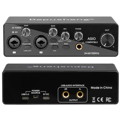 MQ44 ASIO Audio Professional Sound Card 4 Channel 4in 4out USB Audio Interface for Live Recording