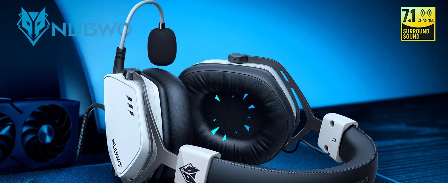 NUBWO HG03 Gaming Headphones with 7.1 Surround Sound USB-A Wired Headsets Gamer with Noise Canceling Mic Comfortable Design