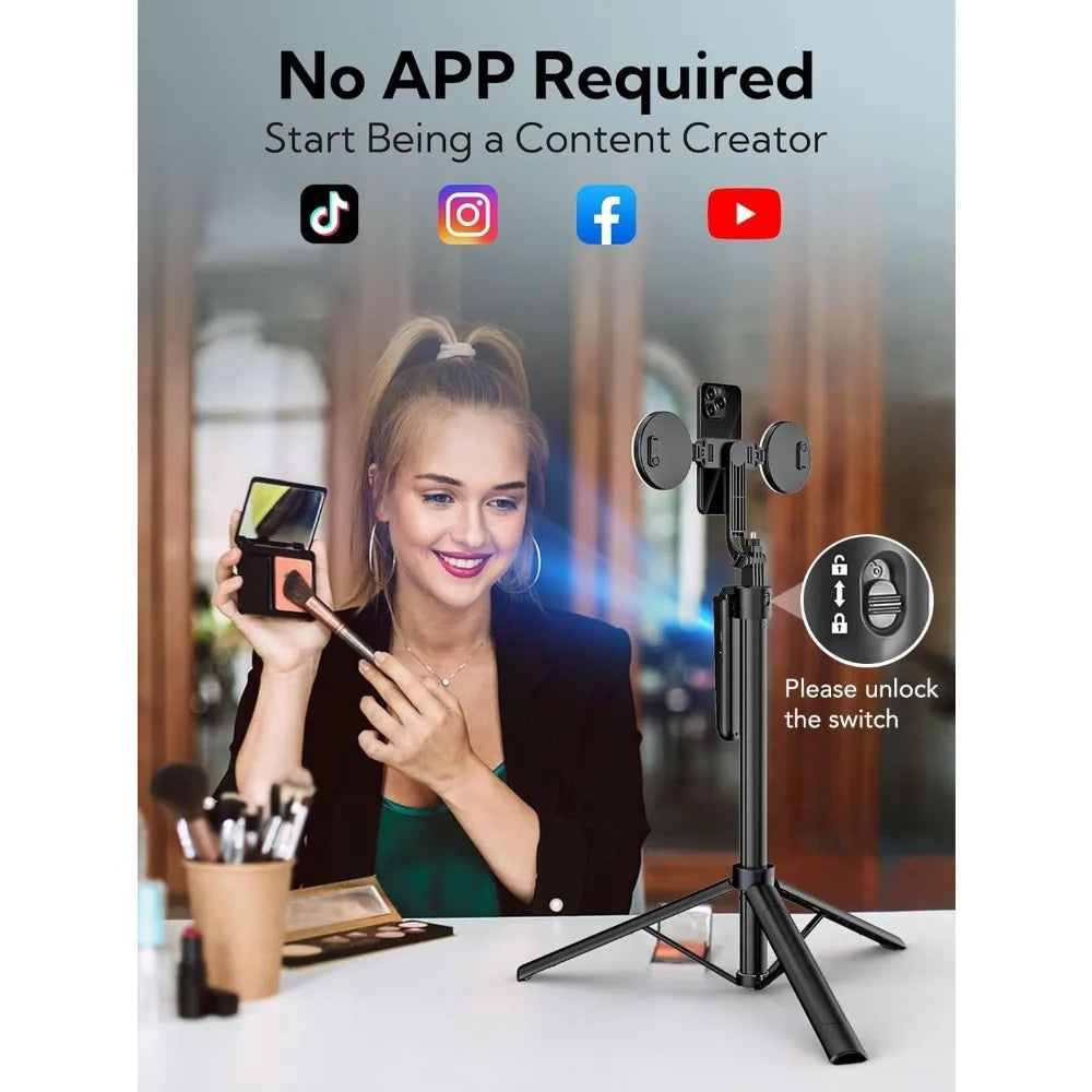 Auto Face Tracking 360 Rotation Tripod with Fill Light and Remote Control for Content Creators and Video Recording
