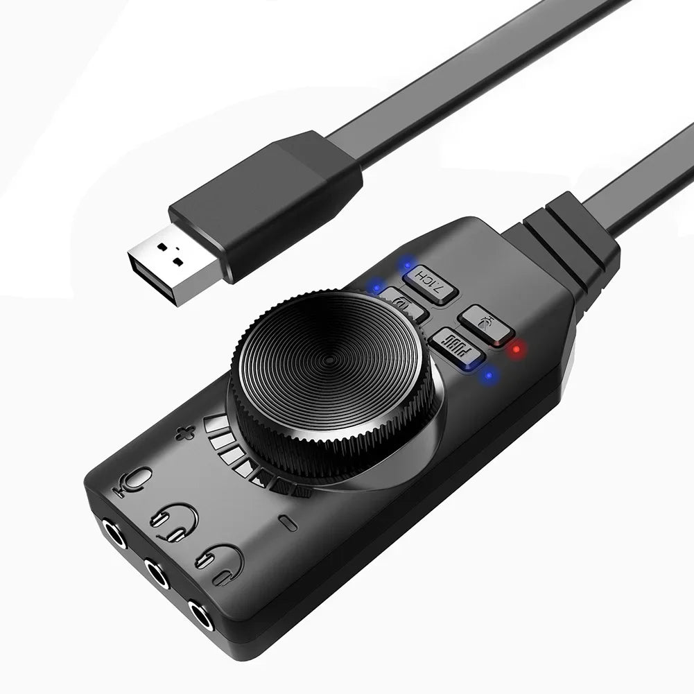 GS3 7.1 Channel Sound Card USB Audio Interface Converter External Sound Card Headset Stereo Adapter for Computer PC Laptop Game