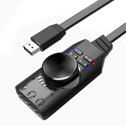 GS3 7.1 Channel Sound Card USB Audio Interface Converter External Sound Card Headset Stereo Adapter for Computer PC Laptop Game