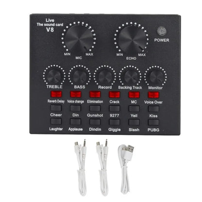 Audio Mixer V8 Sound Card Karaoke Recording Professional Mic Sound Card Portable Studio Record External Sound Card Webcast Live