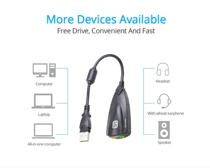 USB Sound Card Computer Gaming Specific External High-End Sound Card, 5HV2 Stereo 7.1 Channel Wired Sound Card