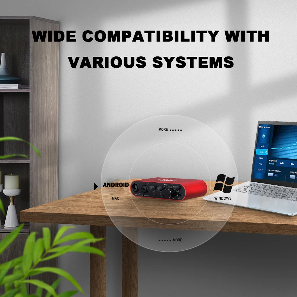 Audio Interface BOMGE BMG-22S 32-bit/192kHz Professional Sound Card And Dual Channel Amplifier Are Used For Live Recording