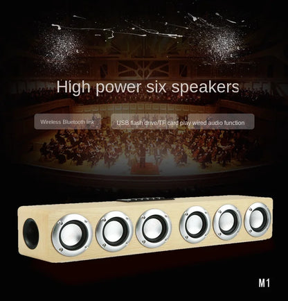 Super Powerful Bluetooth Speaker Wooden Six Subwoofer caixa de som Home Theater TV Sound Box Sound Bar Surround Stereo TF U Disk