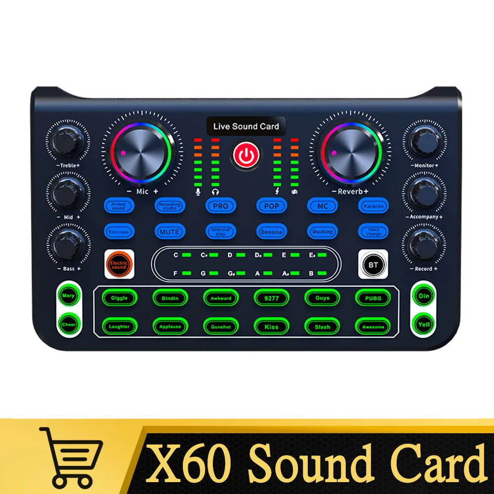 Professional Portable Mixer Sound Mixing X60 Sound Card English Version Convenient Compact For Live Broadcast KTV Singing