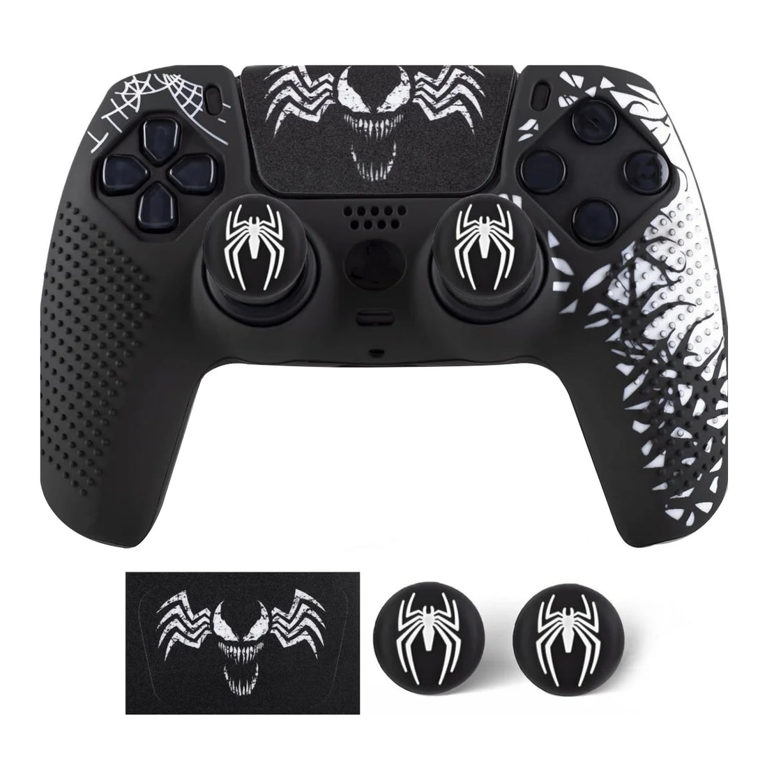 Anti-Slip Controller Skin Shell for PS5 Controller Silicone Cover Case with Rubber Thumb Grip Gaps and Touch Pad Sticker For PS5