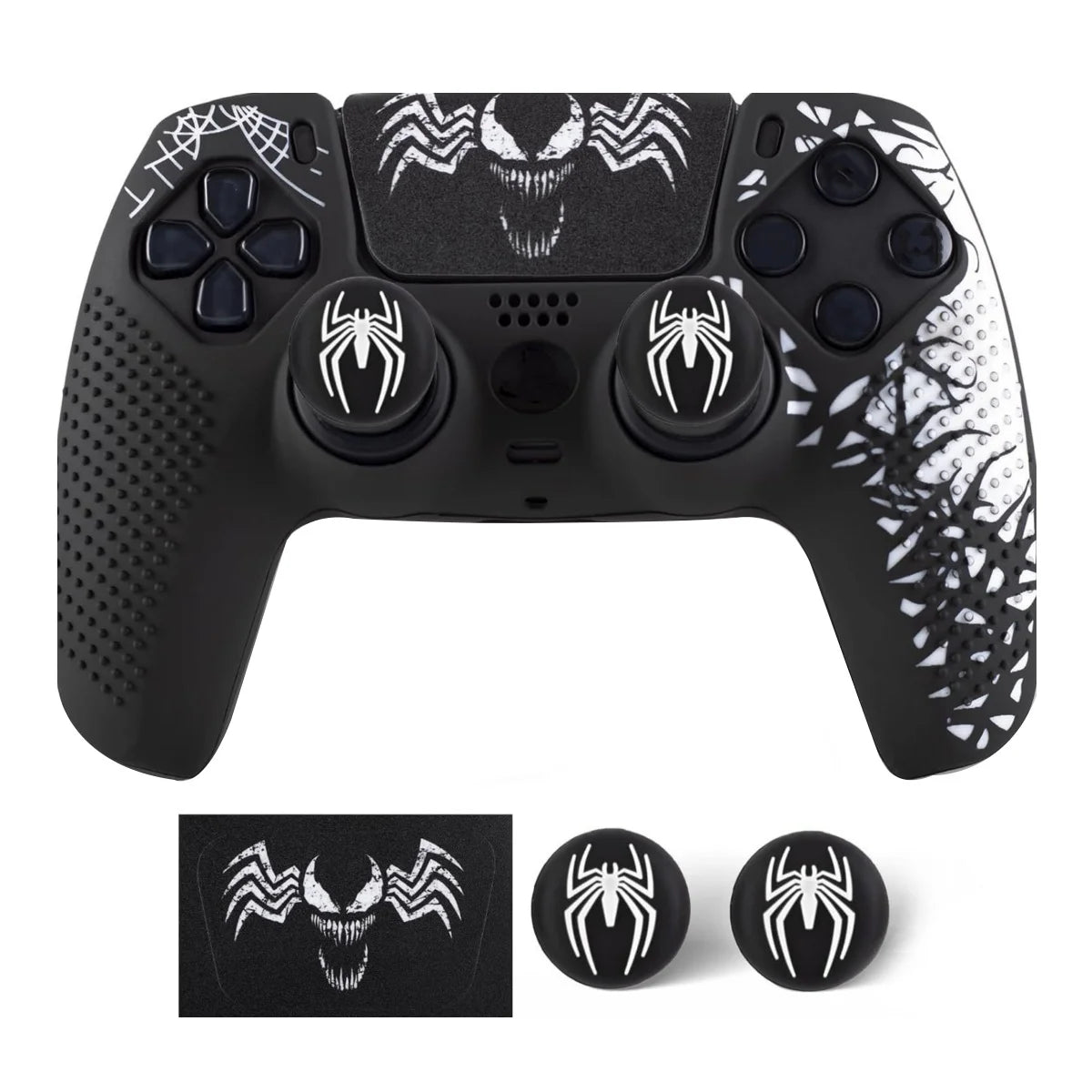 Anti-Slip Controller Skin Shell for PS5 Controller Silicone Cover Case with Rubber Thumb Grip Gaps and Touch Pad Sticker For PS5