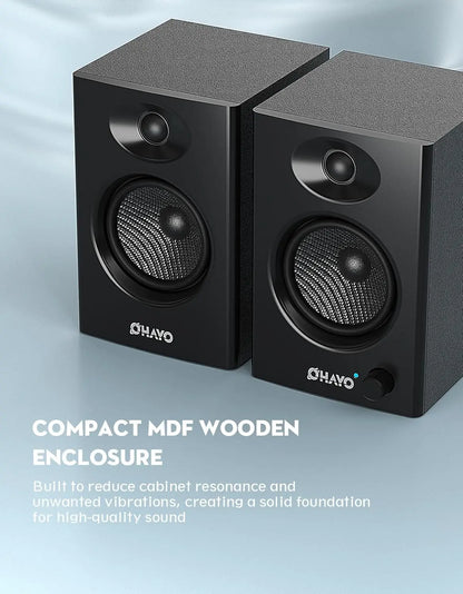 OHAYO Active Bluetooth 5.3 Bookshelf Speakers, 60W MDF Wooden Speaker Unit , 2.0 Computer PC Monitor Gaming Speakers,RCA/AUX/USB