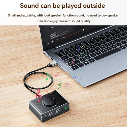 USB External Sound Card 3 Ports USB 2.0 to 3.5mm Sound Card with Volume Control Driver-Free Volume Adjustable Sound Card
