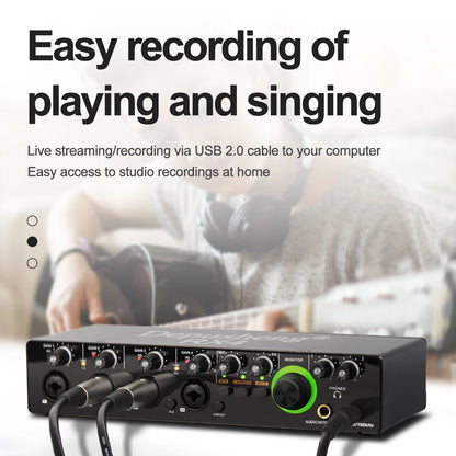 Newest 4 Channel Audio Sound Card 4 in 2 out Interface Audio For Podcast Recording Music Studio Instrument Live Singing