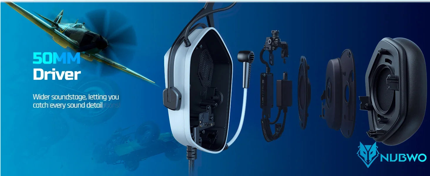 NUBWO HG03 Gaming Headphones with 7.1 Surround Sound USB-A Wired Headsets Gamer with Noise Canceling Mic Comfortable Design
