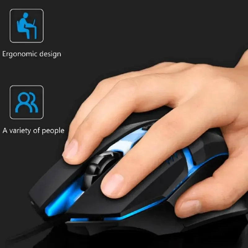 Ergonomic gaming mouse, suitable for desktop and laptop computers, 4-button USB RGB backlit mouse