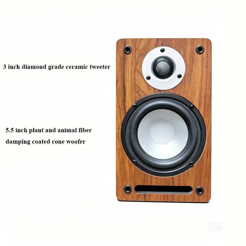 X100 HIFI Passive Bookshelf Speaker 5.5 Inch 2 Way Audiophile Wooden Monitor Speaker 60W2 Output Power 3 Inch Tweeter Unit