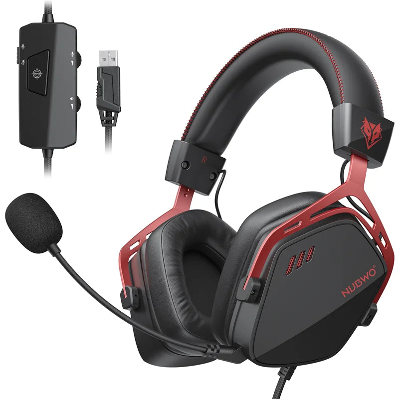 NUBWO HG03 Gaming Headphones with 7.1 Surround Sound USB-A Wired Headsets Gamer with Noise Canceling Mic Comfortable Design