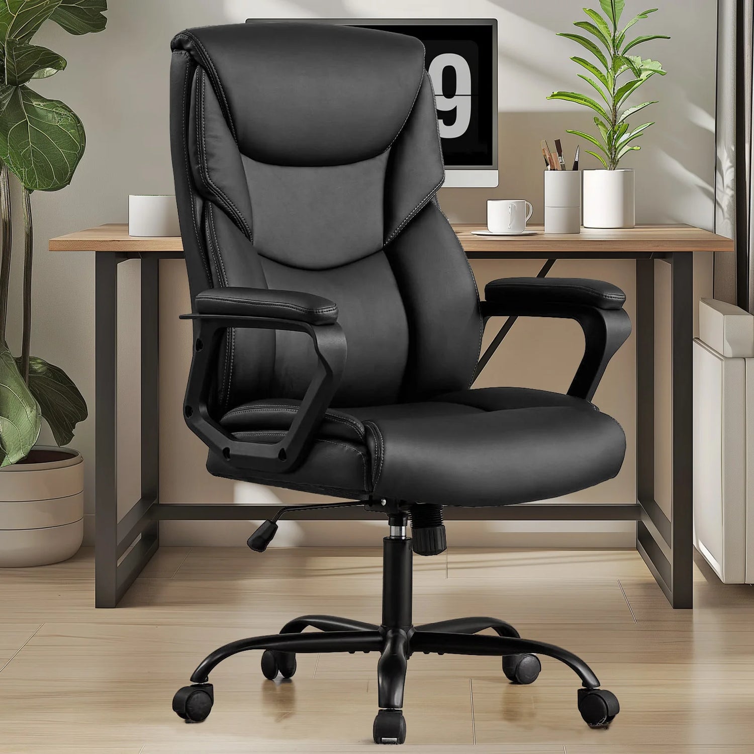 JHK Ergonomic PU Leather Padded Armrest Living Room Rocking Gaming Chair Swivel Wheel With Lumbar Support Gaming Chairs