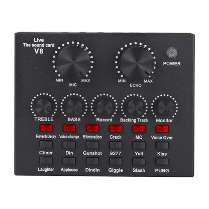 Audio Mixer V8 Sound Card Karaoke Recording Professional Mic Sound Card Portable Studio Record External Sound Card Webcast Live