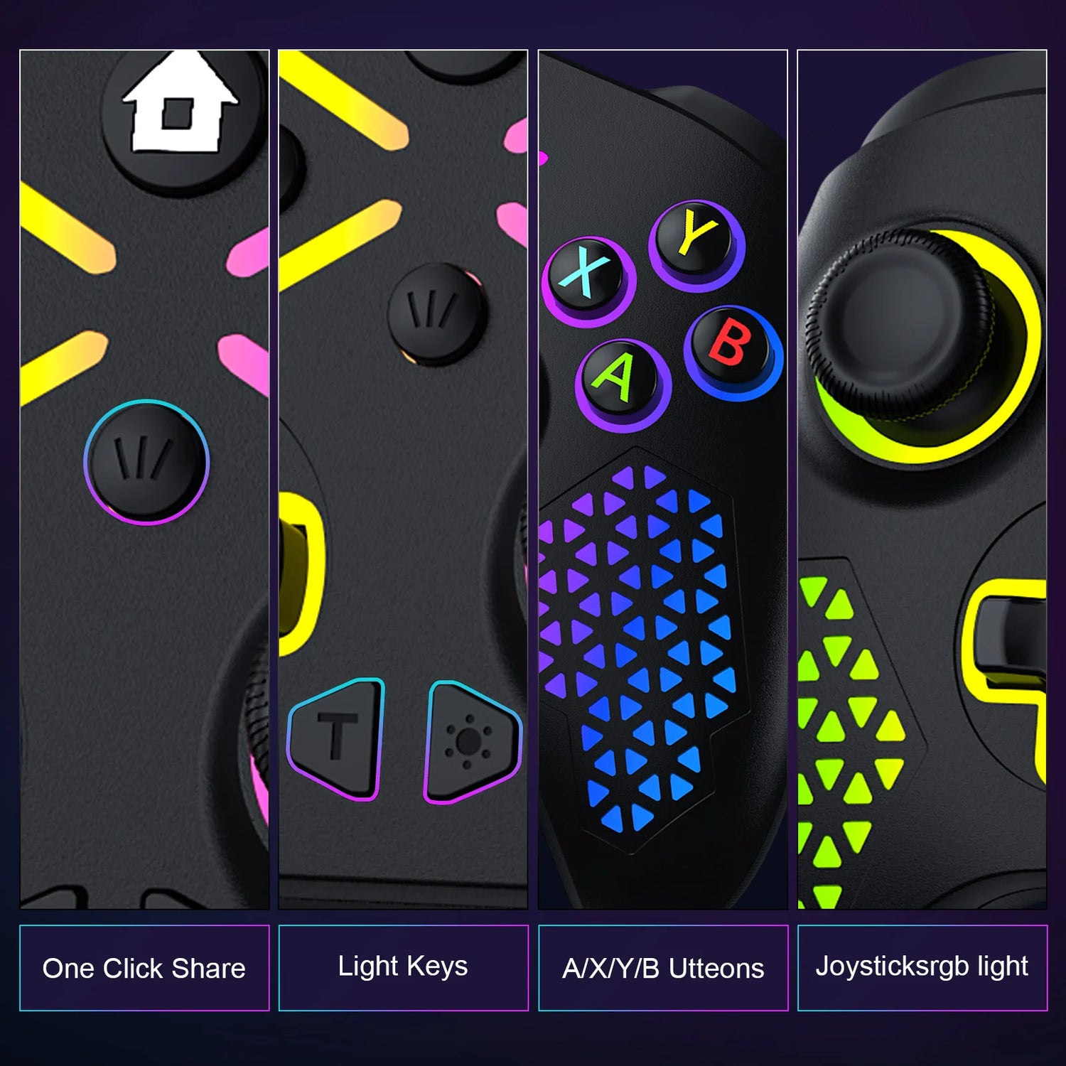RGB Wireless For Xbox Controller Xbox One/xbox Series X/S/PC With 650mah Battery gamepad Multi-Function Joystick Controller