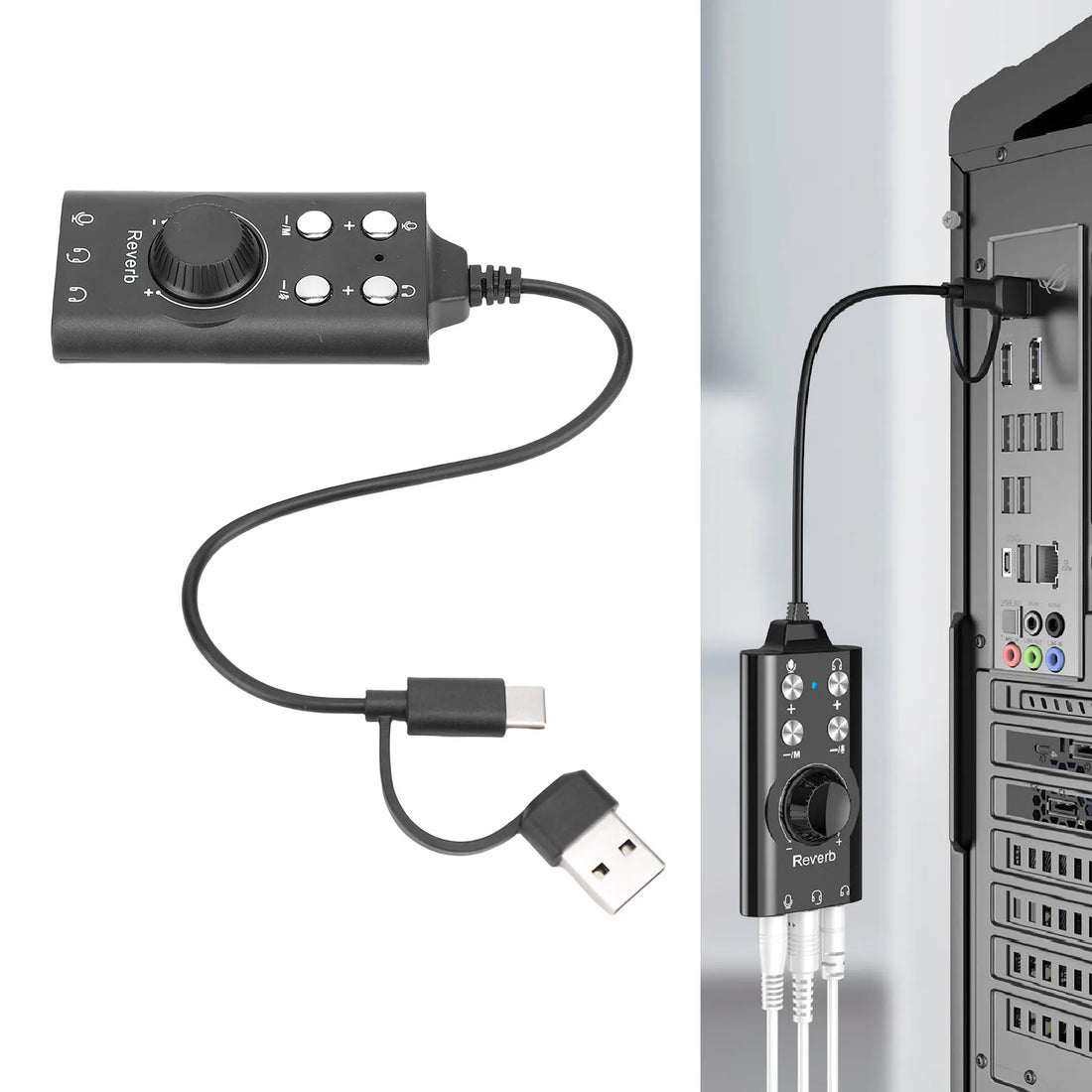 USB Sound Card External Stereo Sound Card with Volume Control USB to 3.5mm Jack Sound Adapter for PC Laptop Desktop Headset