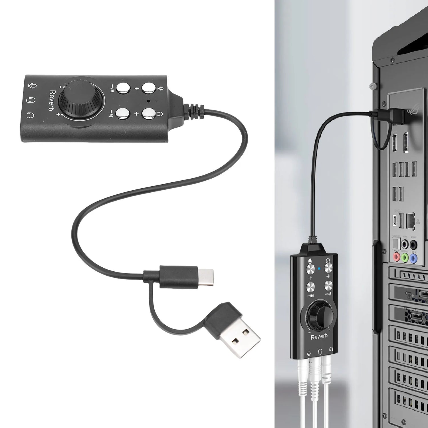 USB Sound Card External Stereo Sound Card with Volume Control USB to 3.5mm Jack Sound Adapter for PC Laptop Desktop Headset