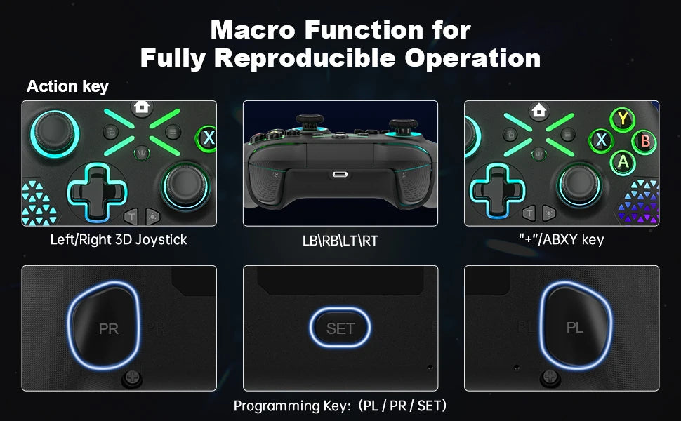 RGB Wireless For Xbox Controller Xbox One/xbox Series X/S/PC With 650mah Battery gamepad Multi-Function Joystick Controller