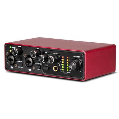 USB Audio Interface Sound Card, High Samping Rate, Noise-Free for Content Creators &amp; Musicians, for Computer Recording