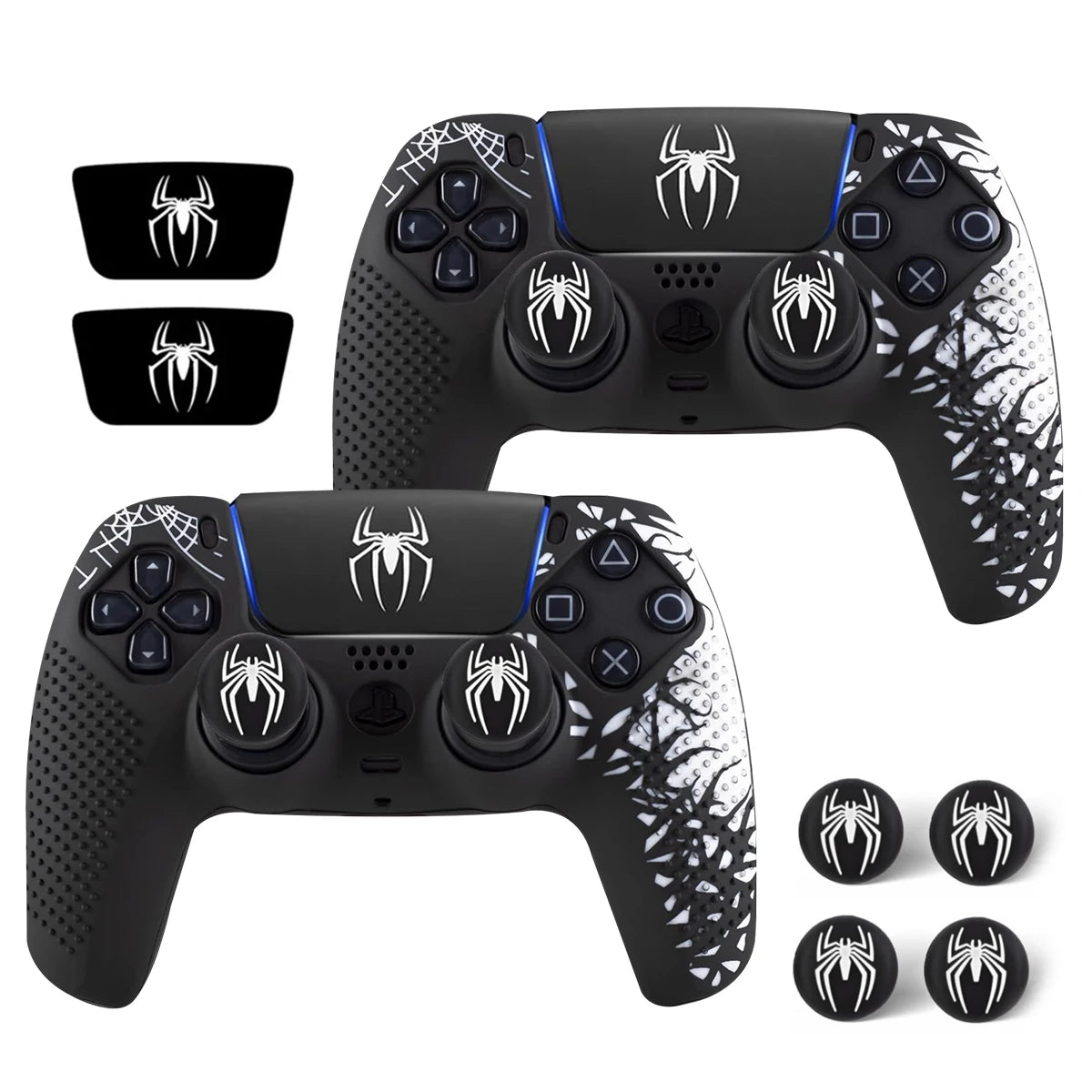 Anti-Slip Controller Skin Shell for PS5 Controller Silicone Cover Case with Rubber Thumb Grip Gaps and Touch Pad Sticker For PS5