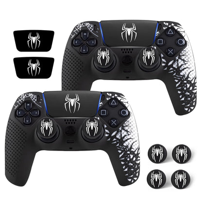 Anti-Slip Controller Skin Shell for PS5 Controller Silicone Cover Case with Rubber Thumb Grip Gaps and Touch Pad Sticker For PS5