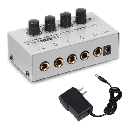 Headphone Amplifier Ultra-Compact Stereo Earphone Amplifier Audio Amplifier 4 Channels for Music 6.35MM Jack with Volume Control