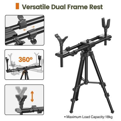 Tripod Rests Sticks with 360° Rotatable Dual V Yoke Frame Flexible Orientation Adjustable Height for Outdoors Hunting Aluminum